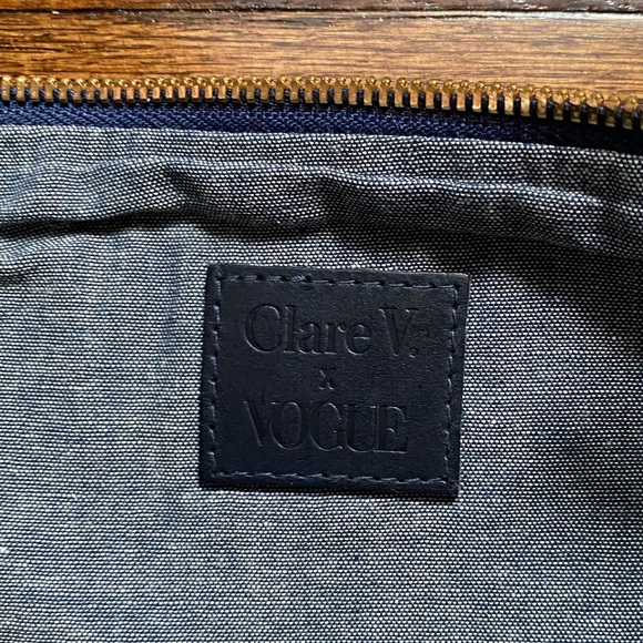 Clare V × Vogue Navy & Gold Suede Clutch - Picture 5 of 5